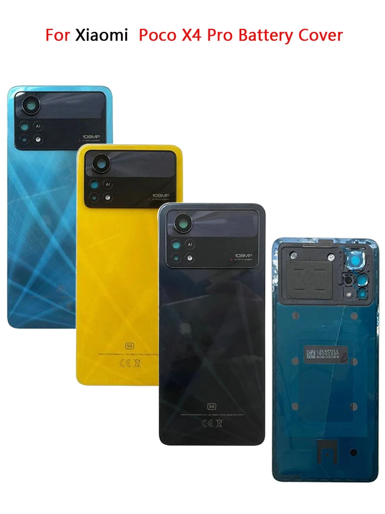 For Xiaomi Poco X4 Pro Battery Cover Back Glass Panel Rear Housing Case For Xiaomi Poco X4 Pro Battery Cover