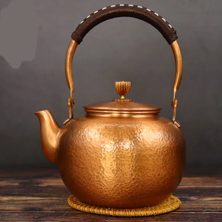 Handmade Pure Copper Kettle Antique Kung Fu Tea Gift Set Health Pot Enhancing Tea Experience with Traditional Craftsmanship