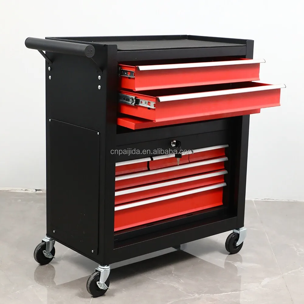 

Garage Rolling Lockable Metal Cabinet 5-Drawer OBM/OEM/ODM Option 300kg Load Capacity Modern Design Mobile Utility Cart
