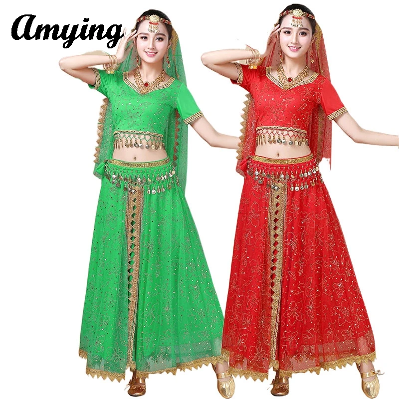 Indian Dance New Indian Girl Performance Dress Women Belly Dance Dress  Adult Dance Practice Suit Eastern Dance Group Costume