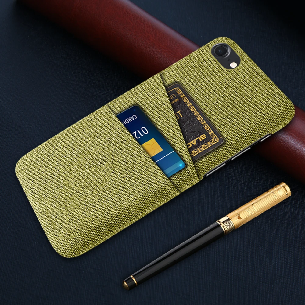 Luxury Fabric Dual Card Phone Cover For iPhone 7 8 SE 2 3 2020 2022 Case For iPhone Apple SE 2nd 3rd generation SE2 SE3 Funda
