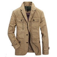 Spring Autumn Military Blazer Jacket Men Casual Cotton Washed Coats Army Bomber Suit Jackets Denim Cargo Trench Plus Size 5XL