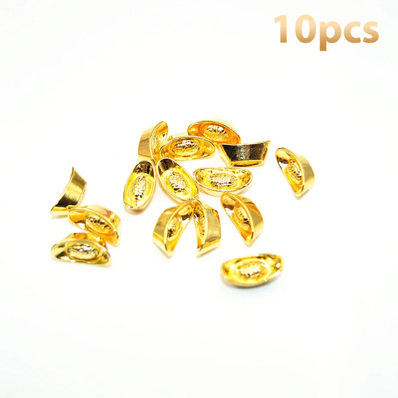 10pcs 1:12 Miniature Model Doll House Accessories Mini Ruyi Gold Ingot Gold Bar Copper Coin Model Decoration Doll House Decor