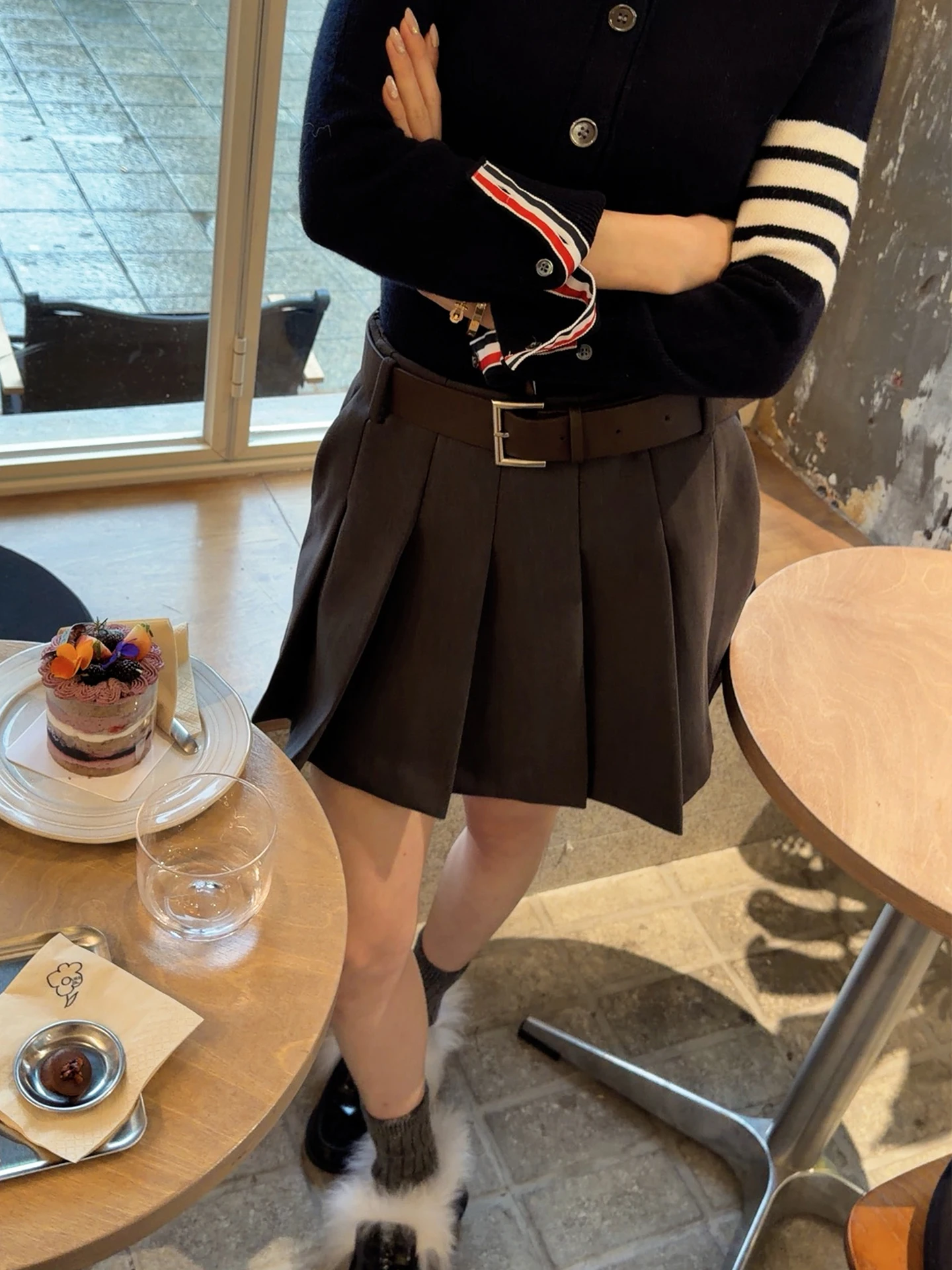 

Юбка А-силуэта с высокой талией и поясом, оригинальный дизайн, из материала C, новинка весенней коллекции, женская модная юбка