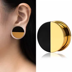 Doearko 2PCS Round Mixed Color Ear Gauges Tunnels Stainless Steel Plugs Piercing Women Men Body Jewelry New Arrival