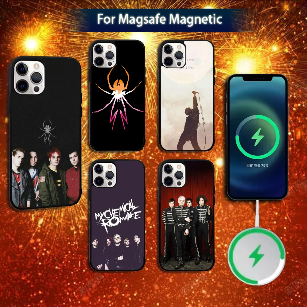 

My Chemical R-Romance Band Phone Case For iPhone 16e,16,15,14,13,12,11,Plus,Pro,Max,Mini Magsafe Magnetic Wireless Charging
