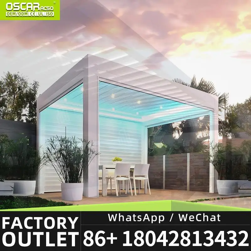 L Shape Fixed Wall Mounted Awning PVC Retractable Foldable Polycarbonate Roof Cover Top Pergola Powder Coated Frame Garden Patio