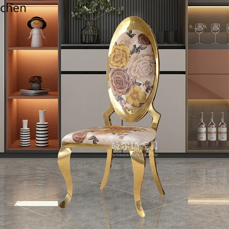 stainless steel hotel dining chair restaurant banquet hall box dining chair household flannel back chair