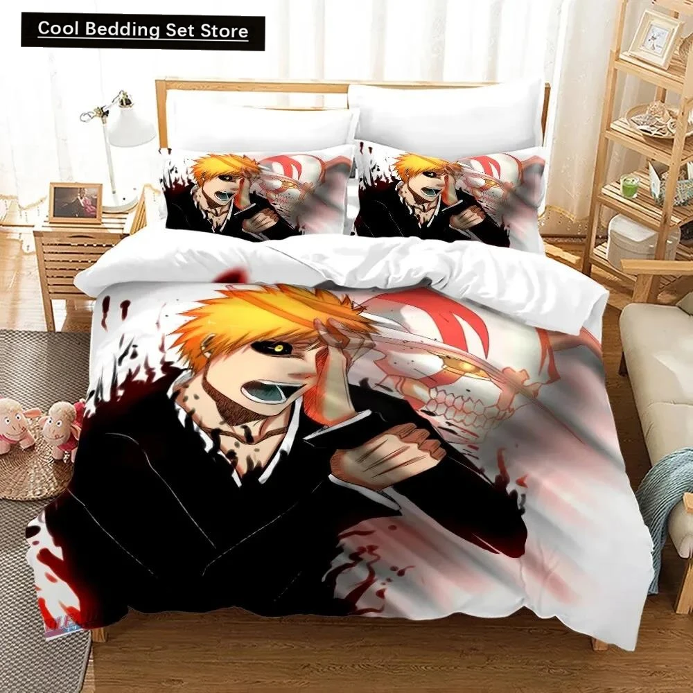 

3D Anime Bleach Kurosaki Ichigo Duvet Cover Pillowcase Bedding Set Double Twin Full Queen King Adult Kids Bedclothes Quilt Cover