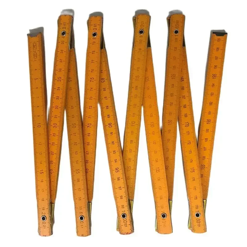 2M Folding Wooden Ruler, Multi-Section Wood Measuring Stick for Carpentry & DIY Crafts