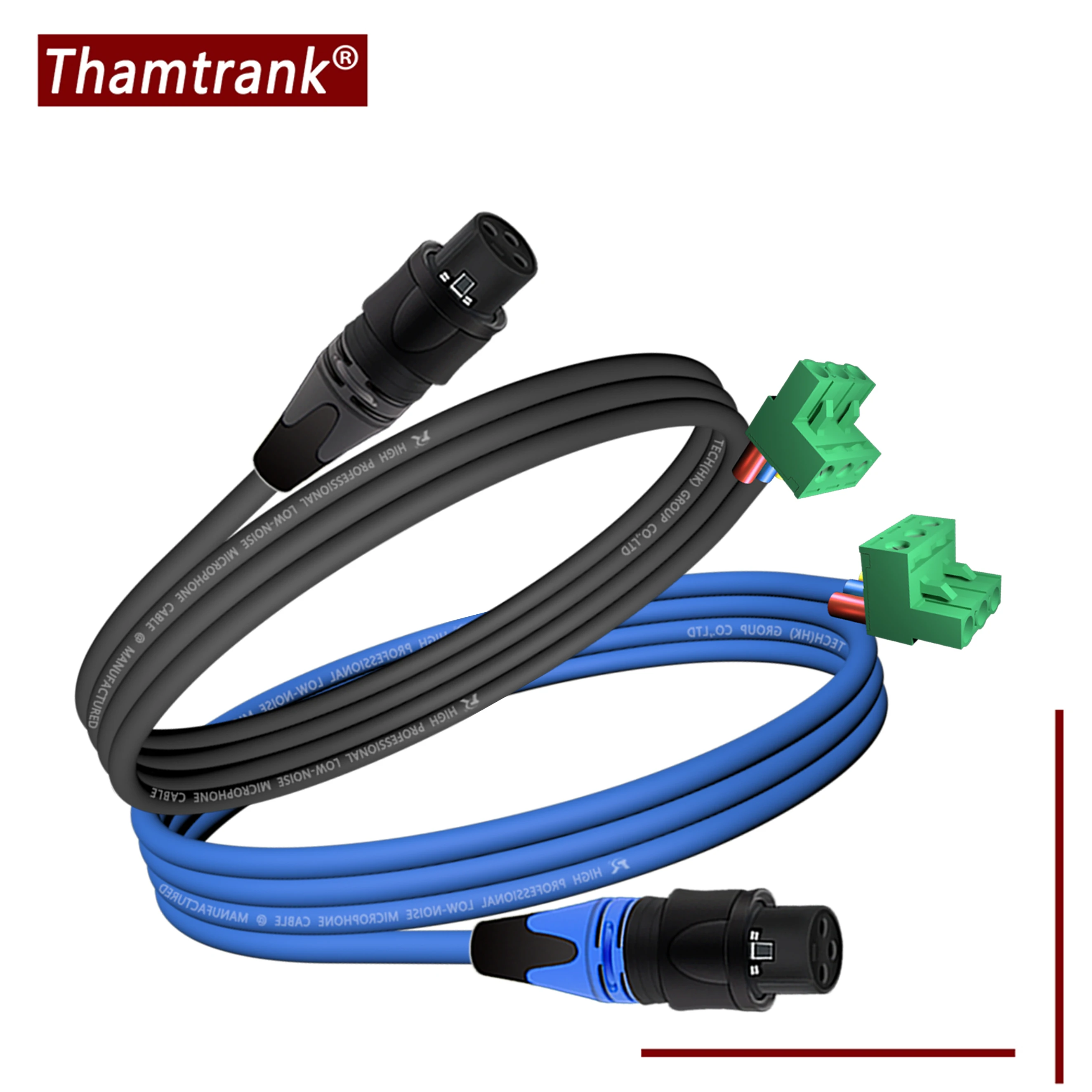 3P XLR Straight Plug Audio Connection Cord, 5.08mm 3-Pin Screw Terminal to Male/Female XLR, Low-Noise Shielded for Sound Systems
