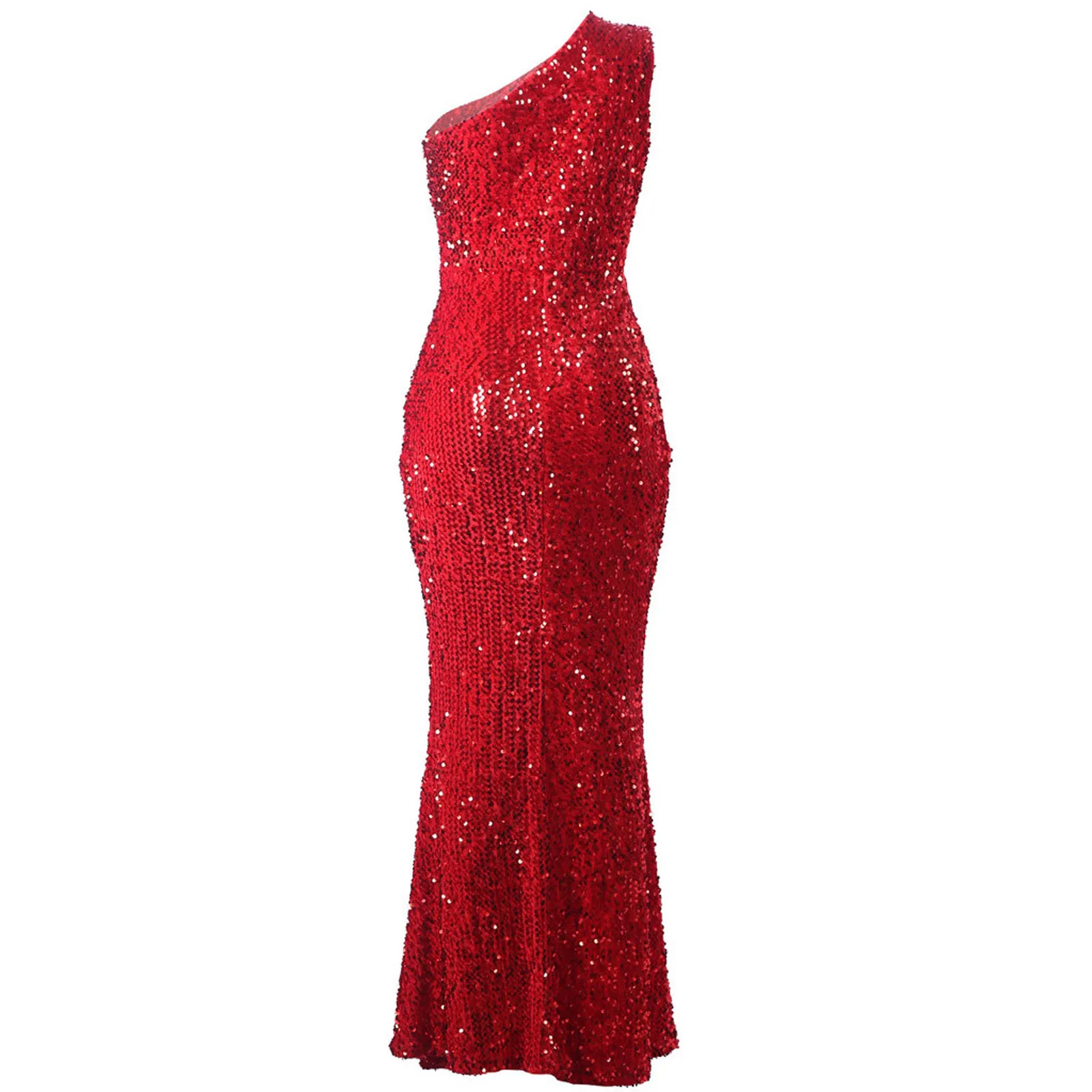 Dames Formele Jurken Elegante Glitter Sprankelende Lovertjes Halternek Uitgehold Bodycon Rode Jurk Vintage Maxi Feestjurk Vestidos