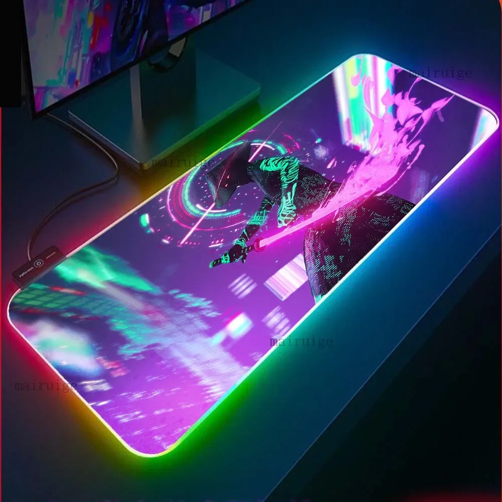 RGB Mouse Pad XXL Samurai Laptop PC Suitable for Desk Mat Large LED Gaming Accessories USB Keyboard Carpet Pad Gamer Playmat