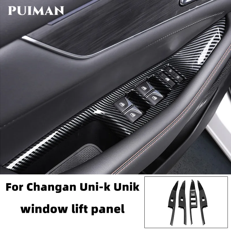 

For Changan Uni-k Unik 2023-2021 Car Accessories Window Lift Button Panel Cover Trim ABS Carbon fiber Interior Decoration Parts