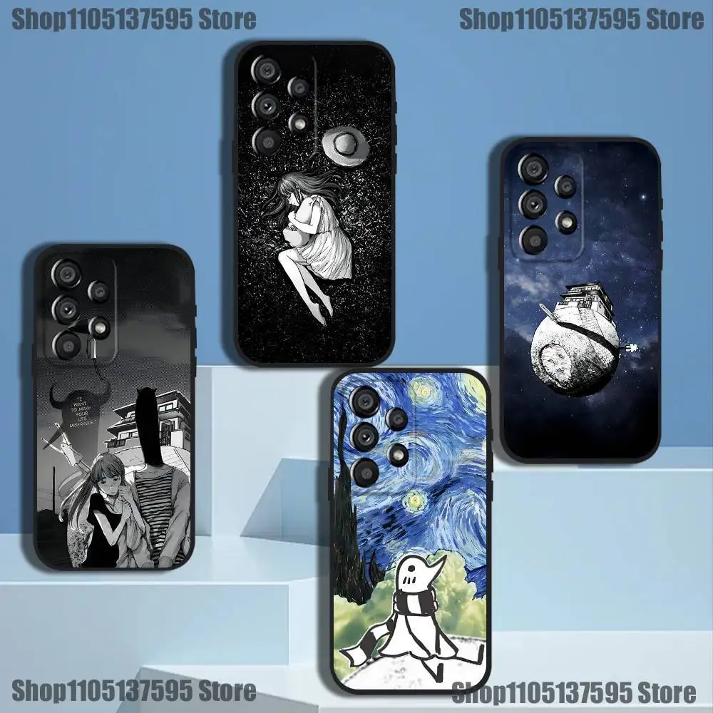 

G-Goodnight P-Punpun Phone Case For Samsung Galaxy A73,31,32,72,41,53,52,71,22,5G,Note,J7,8,9 Soft Black Cover