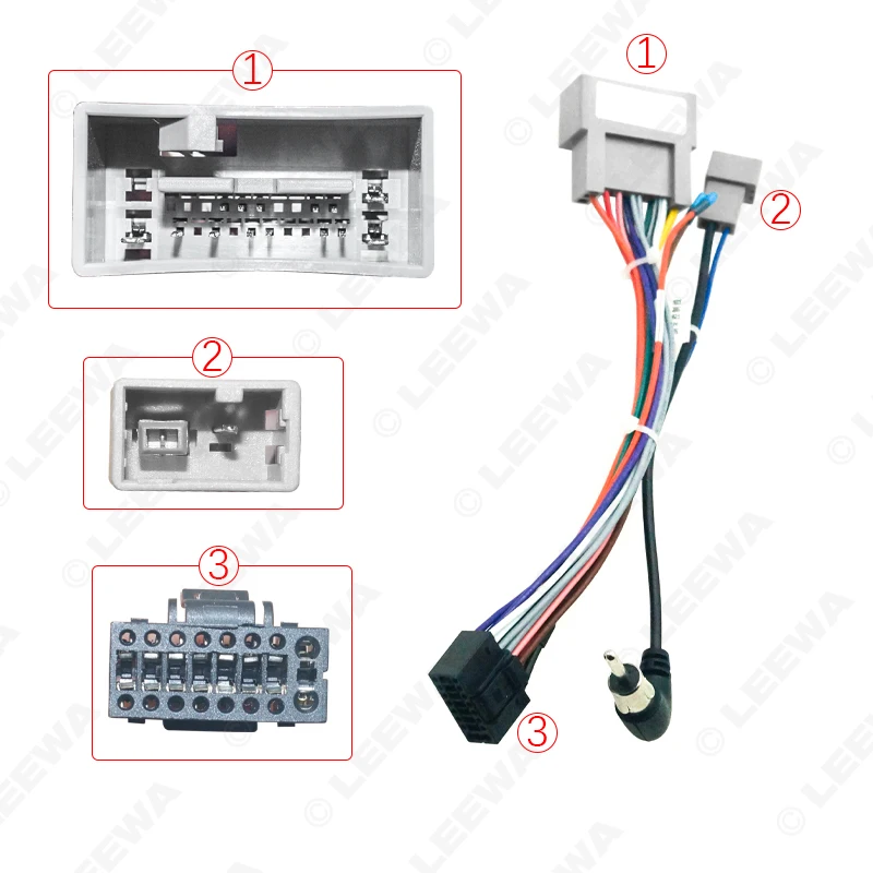 LEEWA Car Stereo Media Player Navi Wire Harness with SWC For Honda Fit City Greiz (14-17) Audio Power Cable Adapter