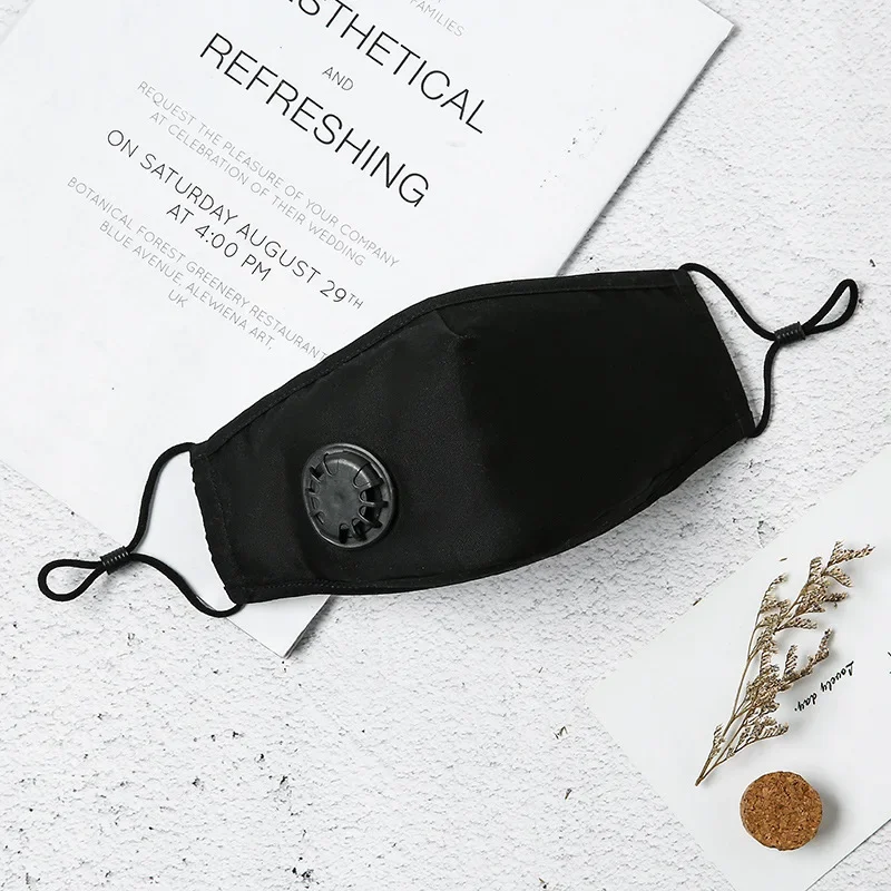 Cotton Face Mask with Breathing Valve Filter Reusable Washable Masks Fashion Mouth Face Mask Anti Dust Activated Carbon PM2.5