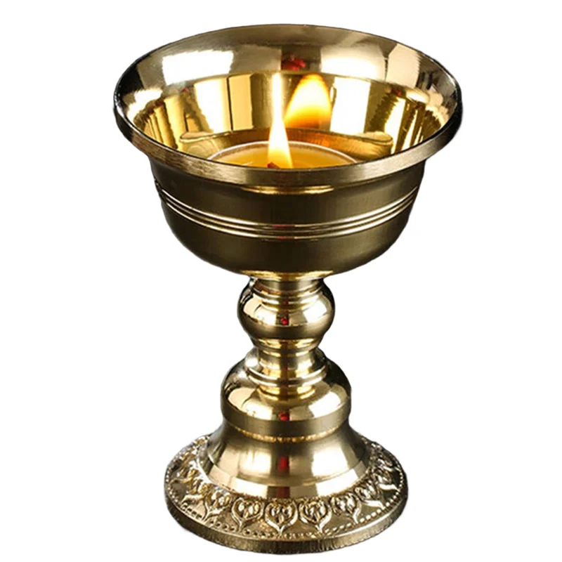 ABDJ-Buddhist Tibetan Lamp Holder Brass Butter Lamp Solid And Liquid Dual-Purpose Candle Holder Cup