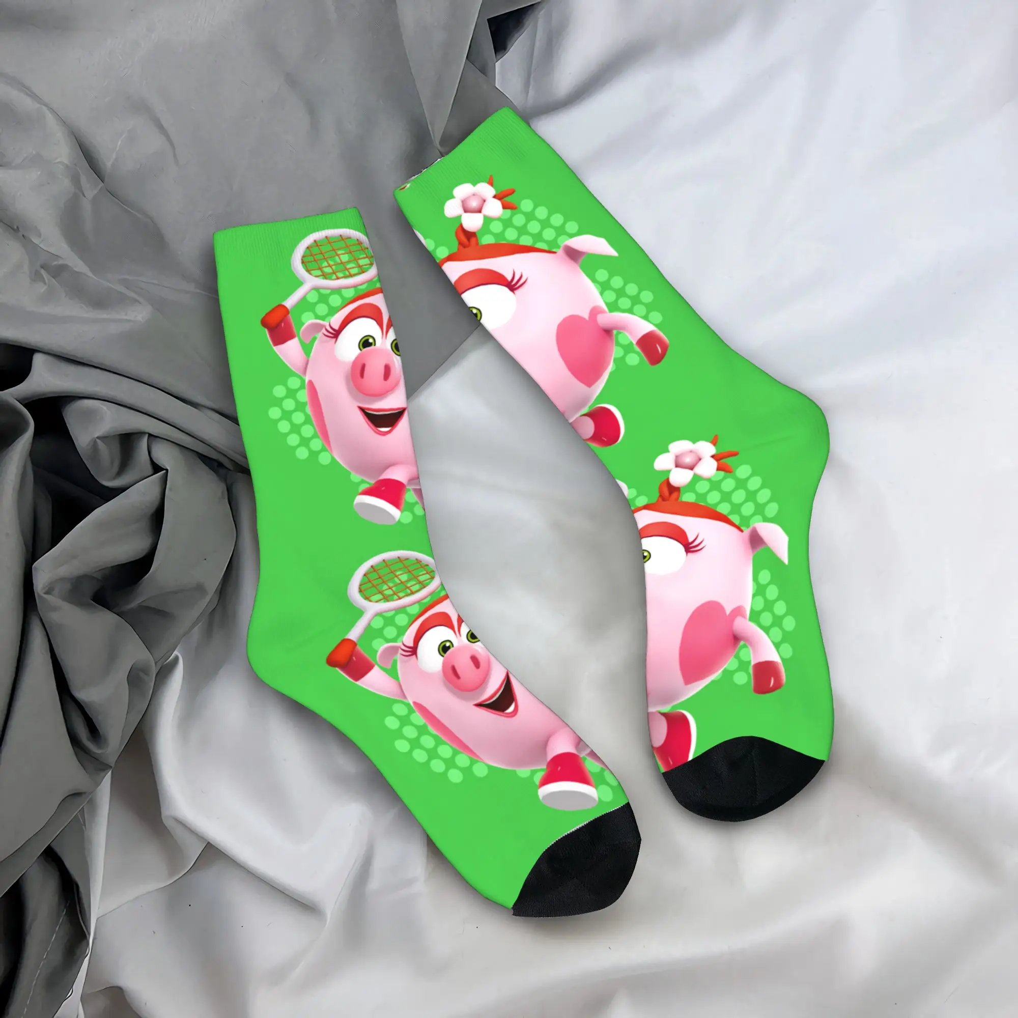 

Rosa Russian animated Cartoon S-Smeshariki Stockings Pattern Funny Socks Autumn Non-Slip Socks Couple Outdoor Soft Socks