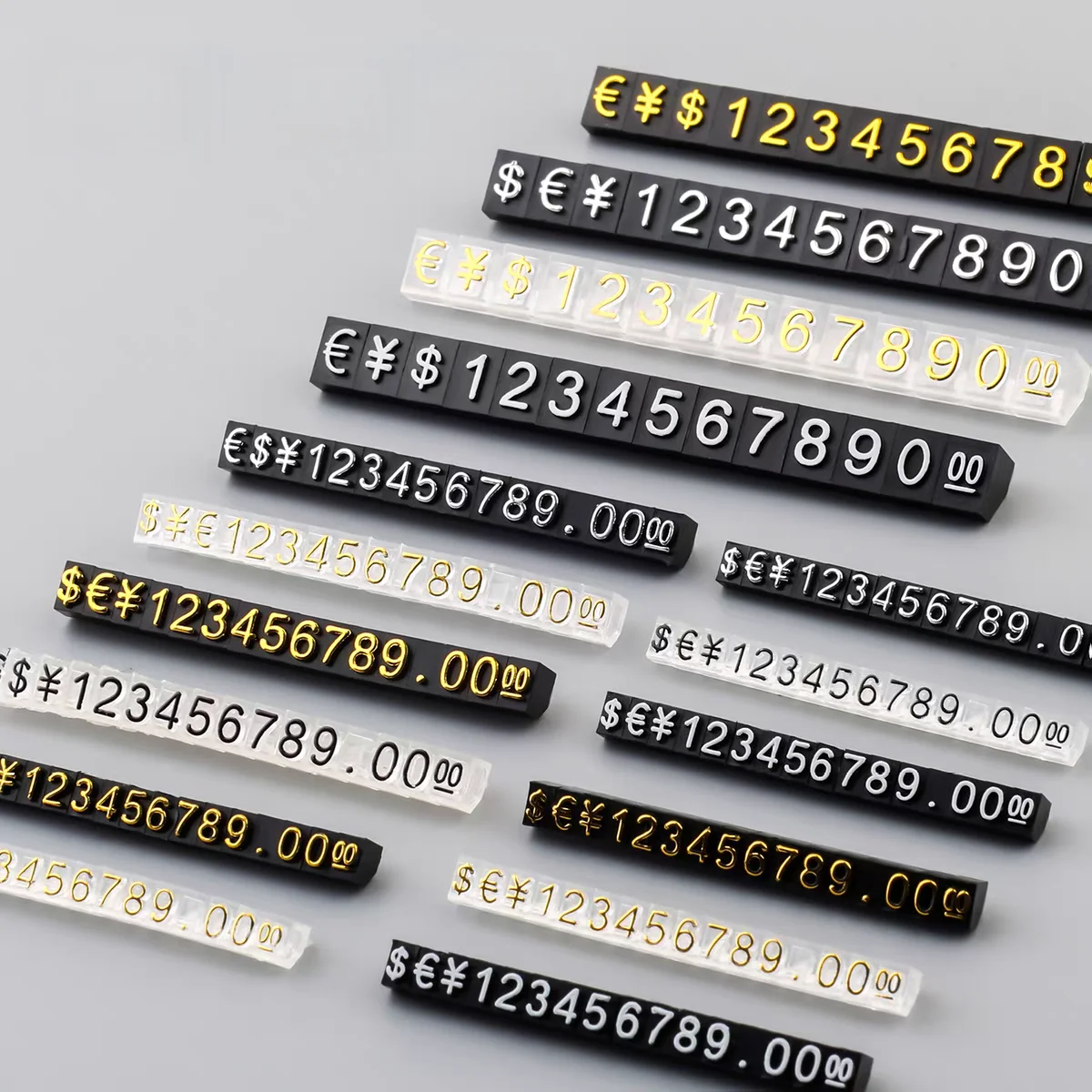 30 Sets 4x6mm Adjustable Number Letter Dollar Eur Price Display Cube Tags Jewelry Retail Shop Price Label Signs Display Stand