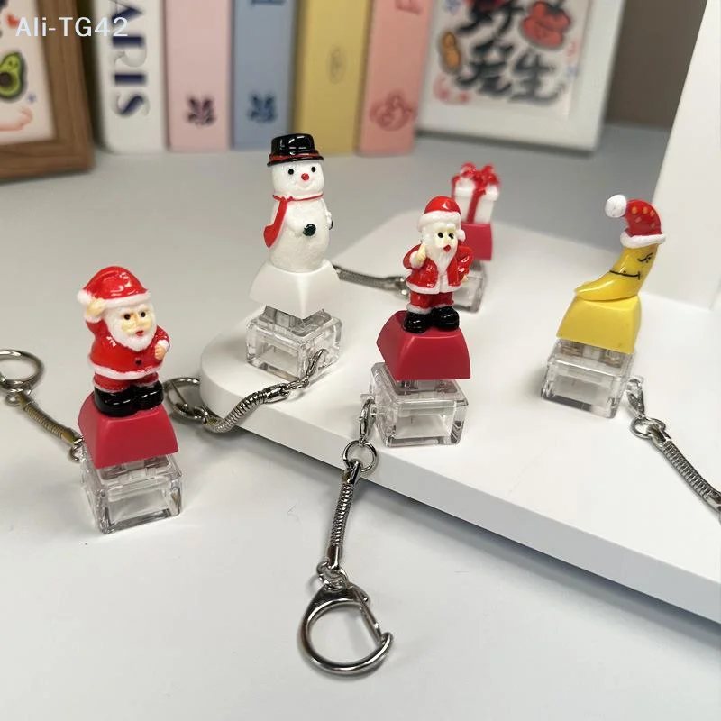 pogyrt Christmas Themed Keyboard Keychain Stress Relief Toys Keychain Fidget Keyboard Clicker Button Key Chain Bag Charm Pendant