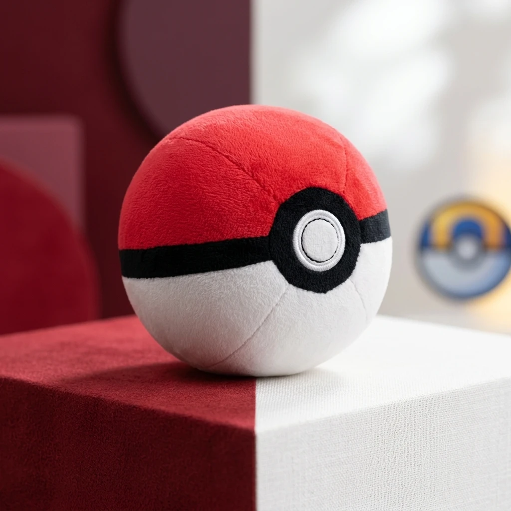 Pokeball Plush Toy 5 Inch 12cm Red Purple Black Blue White Soft Stuffed Ball Doll Collection Gift for Pokemon Fans Kids view 4