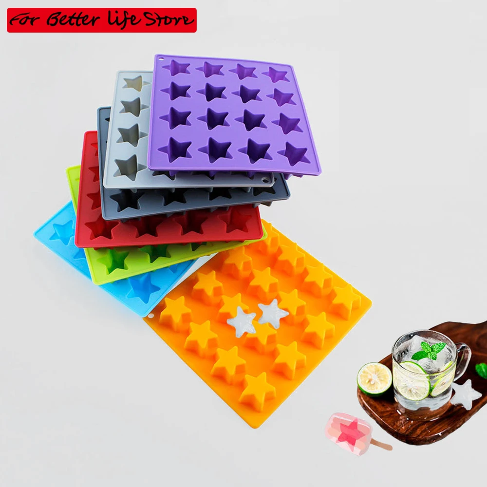 

1piece Lattice Star ice 16 grid star Cream Lattice Five Pointed Star Silicone Ice Cream Mold Ice Cubes Home DIY Baking Mold