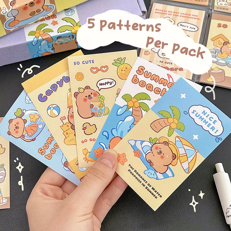 Mini pegatinas de cuenta de mano de dibujos animados Capybara, pegatinas de bolsillo portátiles, pegatinas de decoración DIY, suministros escolares, regalos, 20 hojas