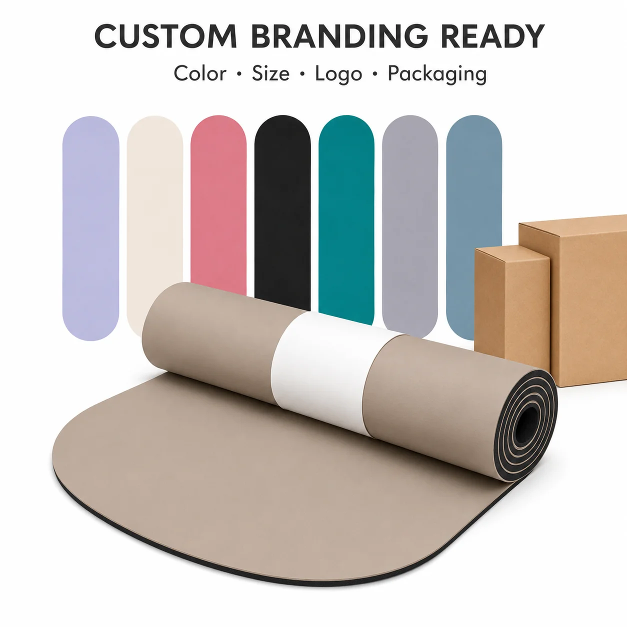 PU Rubber Yoga Studio Mat 183x68cm 4.5mm Oval Capsule Shape Sweat Absorbent Non Slip  Private Label Wholesale