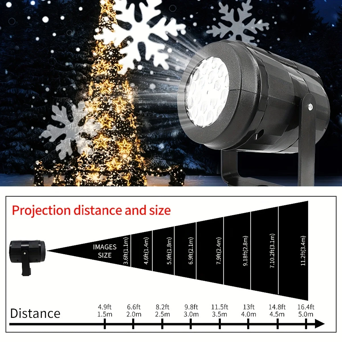 USB Power White Snowflake Christmas Projector Indoor LED Spotlight Xmas Projection Lights for Bedroom New Year Home Party Decor