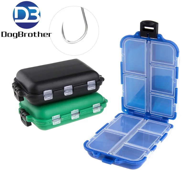 Mini caja de aparejos de Pesca con 10 compartimentos, señuelos, anzuelos, soporte de almacenamiento de plástico, caja cuadrada, accesorios de Pesca #2