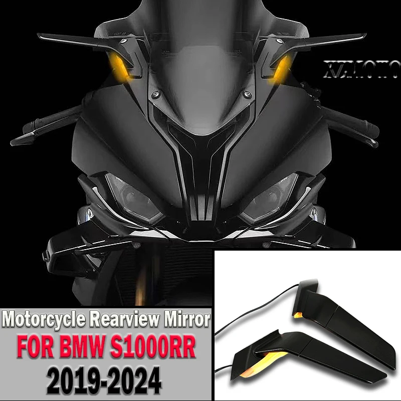 For Bmw S1000 RR S 1000 RR S1000RR s1000rr 2019-2024 Wind Wing Motorcycles Adjustable Rotating Rearview Mirror With LED Light