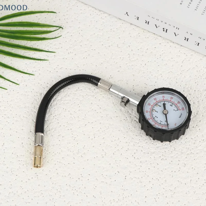【CR】Auto Tyre Pressure Gauge 100Psi High Accuracy Tire Meter Long Hose Detector Suitable for Car and Truck Maintenance
