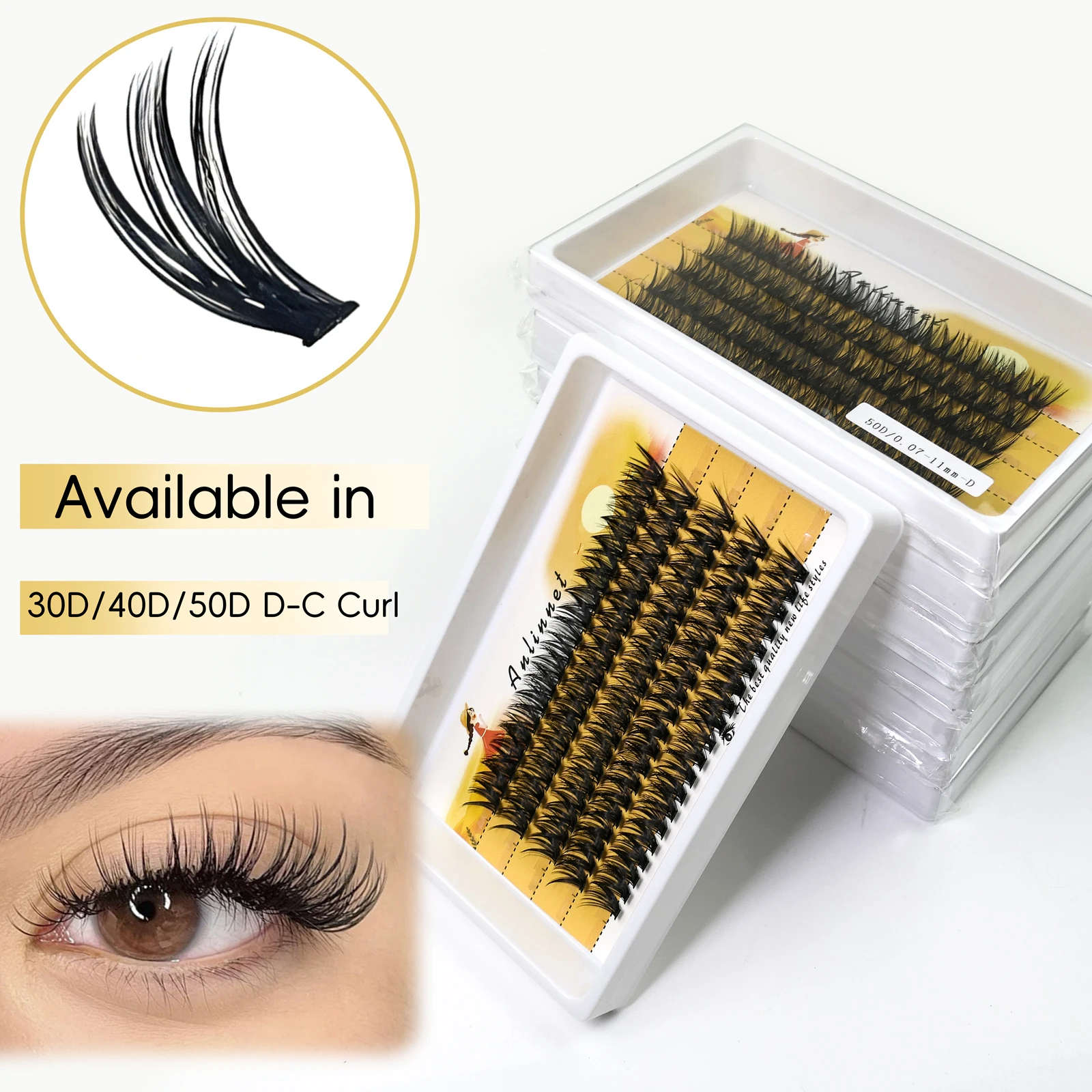 

Набор из 10 коробок/комплектов накладных ресниц оптом: ручная работа, натуральный вид, пушистые, для наращивания