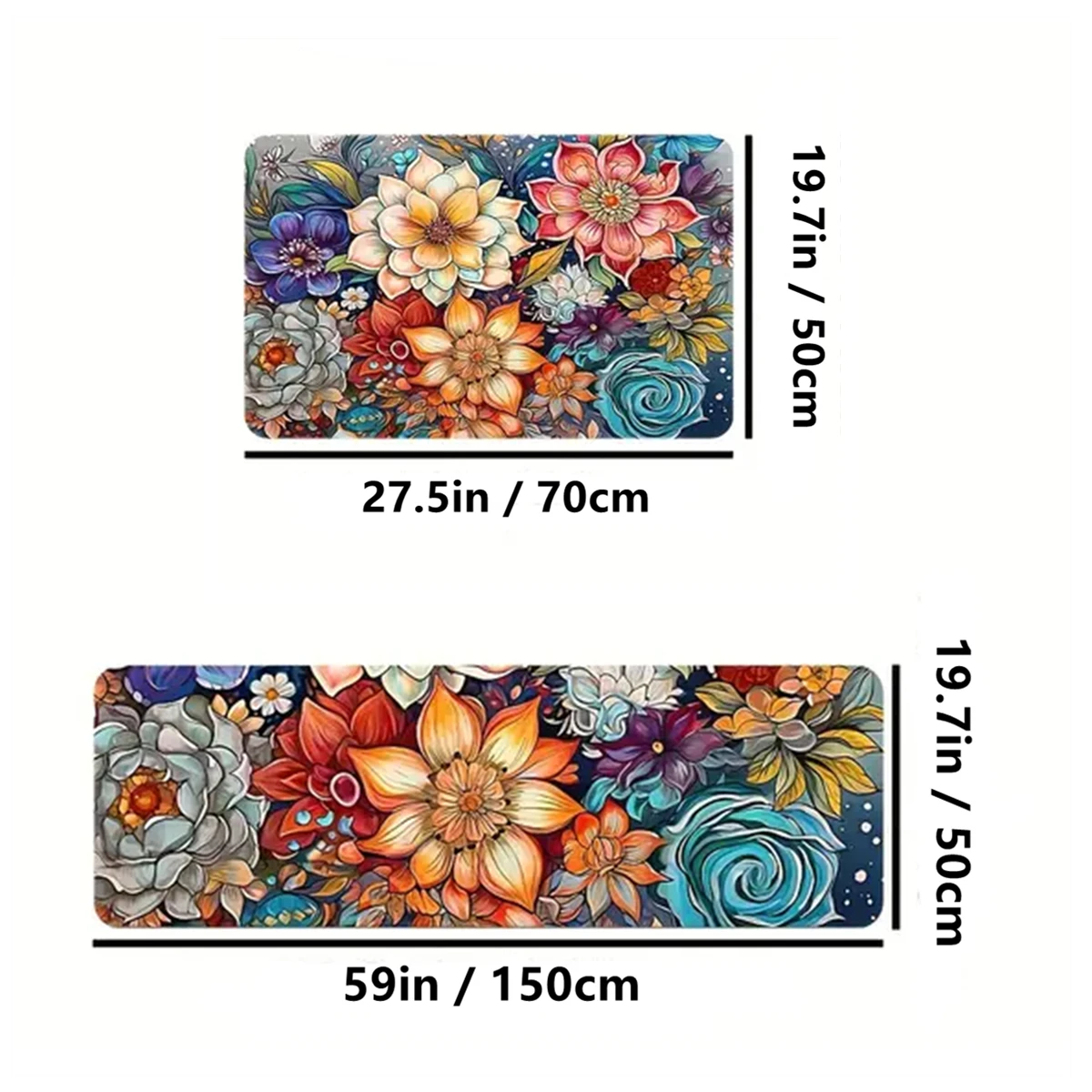 Large size kitchen anti-skid carpet absorbent kitchen floor mat machine washable floral pattern floor mat