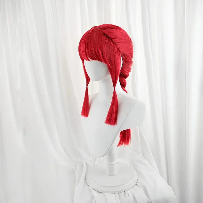 Peruka Cosplay ROLECOS Gra LOL Foxfire Ahri 70cm Bordowa Kolor Damskie Peruki Odporne na Ciepło Syntetyczne Włosy