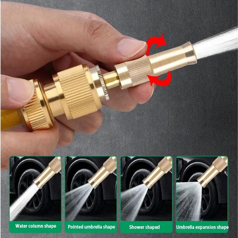 Spray Nozzle Water Gun Brass High Pressure Direct Spray Sprinkler Quick Connector Home Garden Hose Adjustable Gun