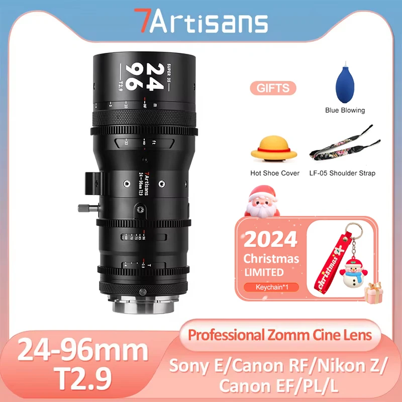 7artisans 24-96mm T2.9 Super 35mm S35 Professional 4X Zoom Cine Lens for PL Canon EF Mount Camera Sony E Nikon Z Sigma Lumix L R