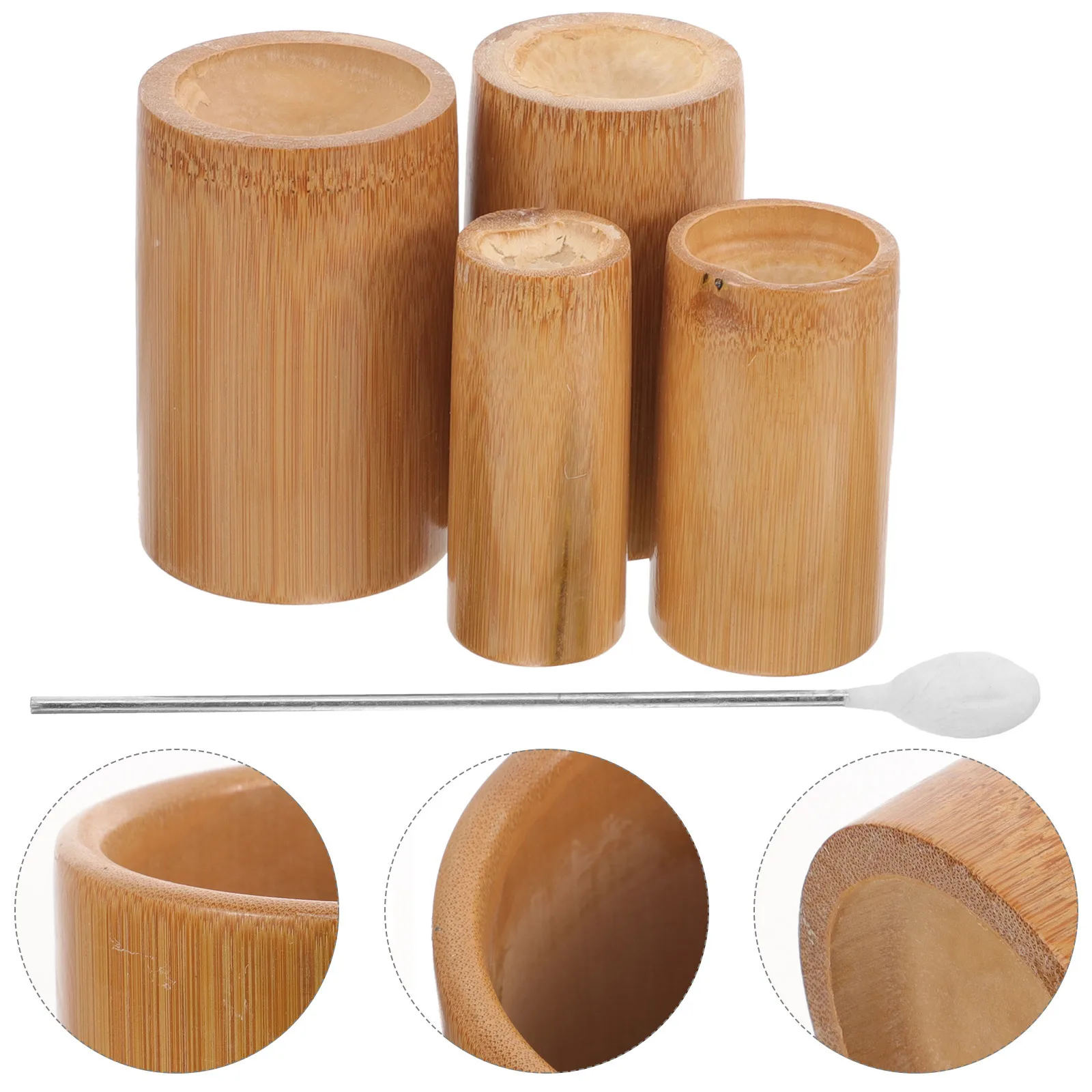 

1Set Bamboo Cupping Cups Durable Reusable Body Massage Jars Portable Professional Therapy Tool for Muscle Relief