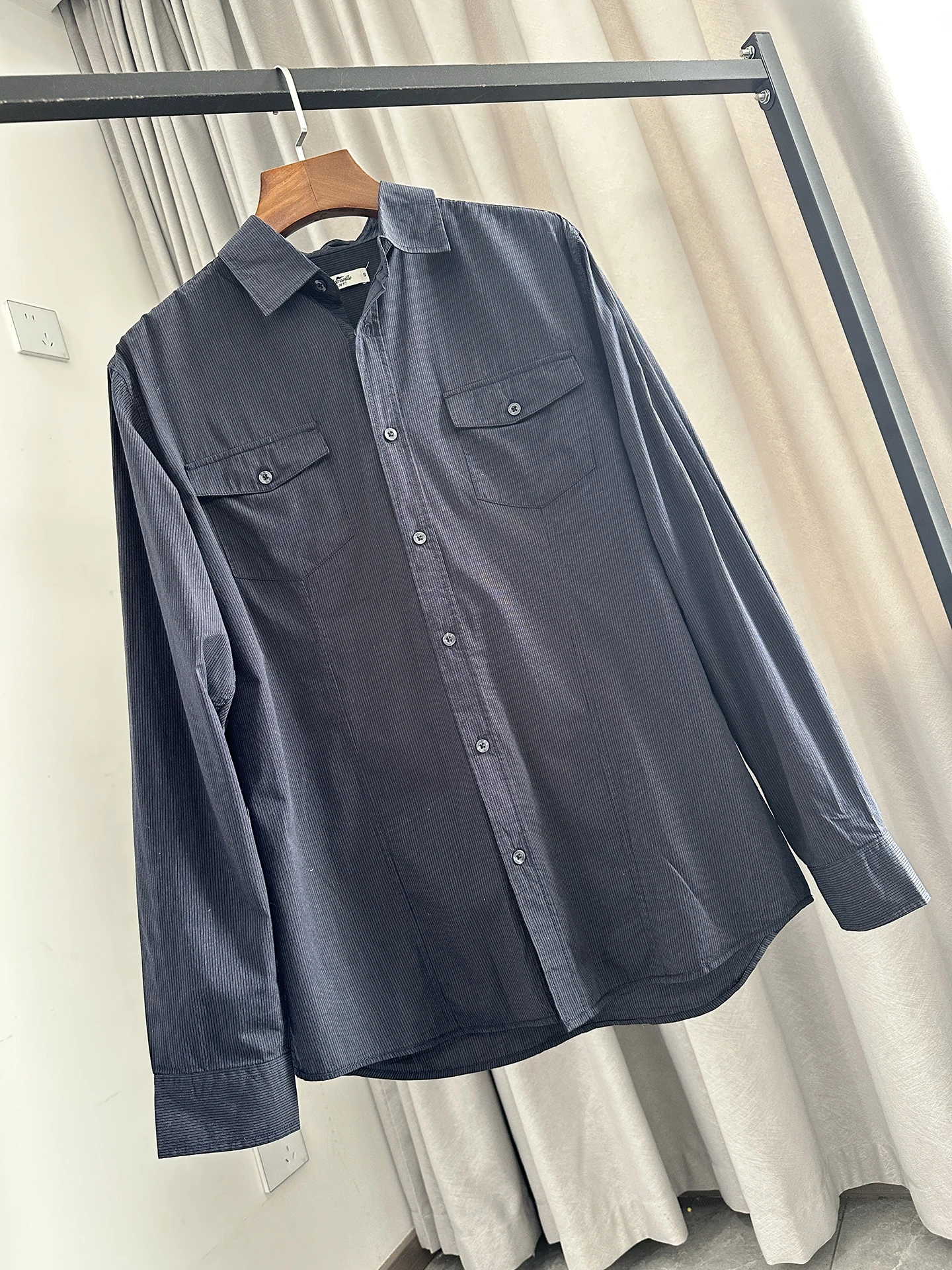 Casual Cotton Shirt Jacket Men's Collared Outerwear Breathable Comfortable Long Sleeve Lightweight  Color Button up