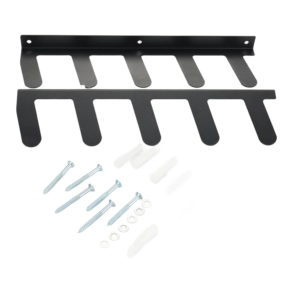 Black Alloy Wall Mount Tool Holder Rack For Shovel Rake Broom Garden Garage Storage Organizer Heavy-Duty Hand Tool Set