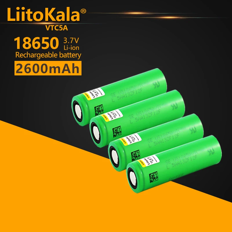 Liitokala Max 40A Pulse 60A Original 3.6V battery 18650 rechargeable VTC5A 2600mAh High Drain 40A Battery