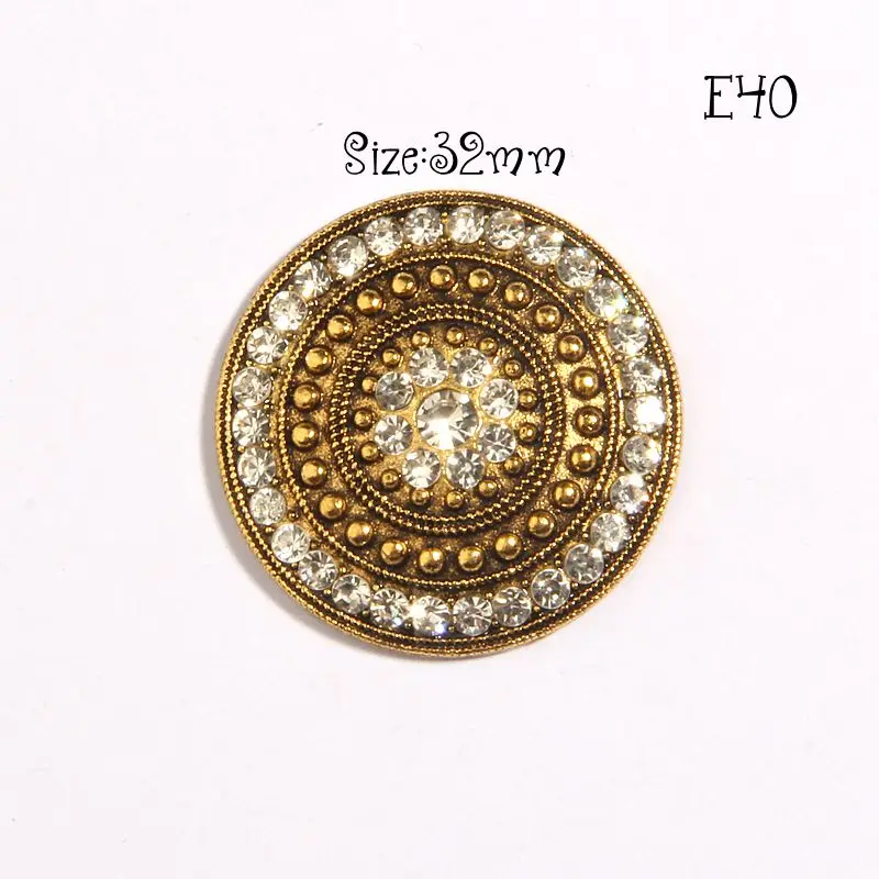 2Pcs 32mm Rounf Crystal Metal Rhinestone Buttons Embellishment With Flatback For Wedding Invitation Bag Cloth Bouquet