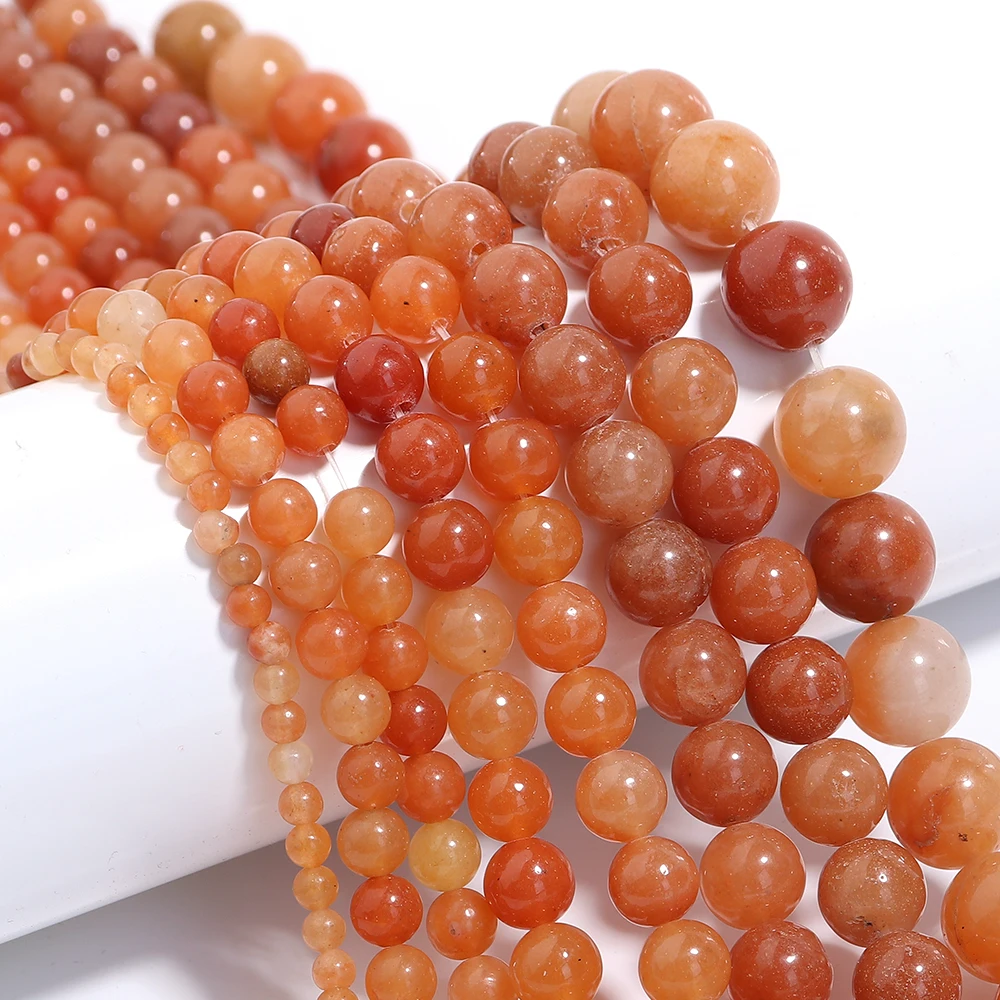 1 Strand Red Aventurine Jade Natural Stone Beads For Jewelry Making Round Loose Spacer Beads DIY Bracelets Necklace Accessories