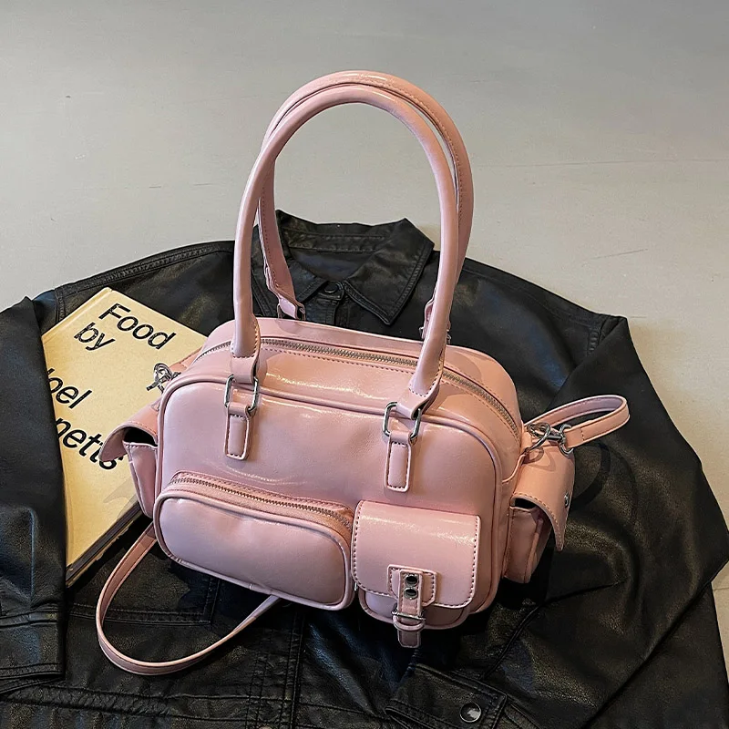 

Korean Style Women Quality PU Leather Shoulder Bag Women High End Handbags Versatile Bowling Crossbody Bags Large Capacity Tote