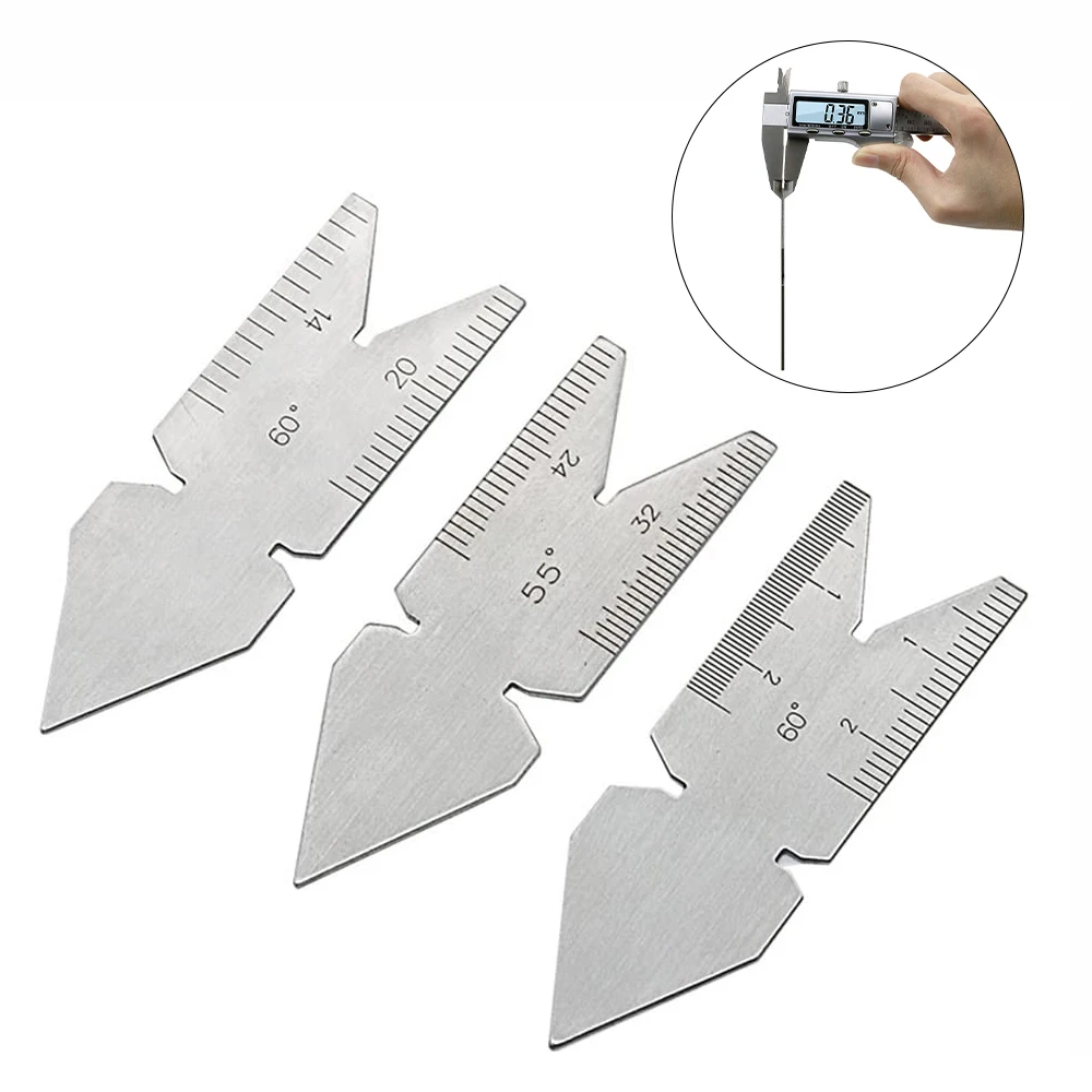 3 in 1 Screw Thread Center Gauge 55° 60° Degrees Inch Metric Angle Template Pitch Gauge Measuring Lathe Tool