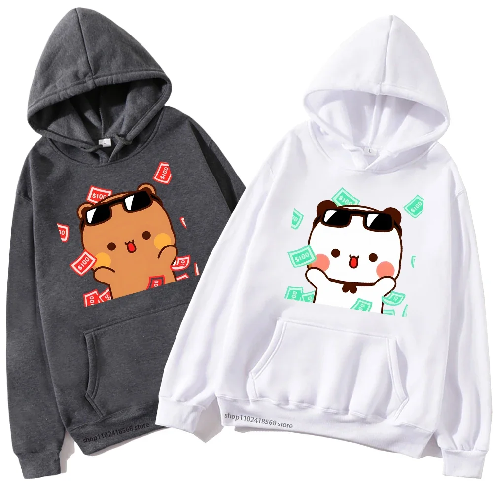 

Cute Bubu and Dudu Is So Rich Millionaire Hoodies for Men Women Sweatshirt Couple Clothes Autumn Winter Tops Panda Bear Casual