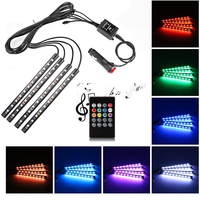 4In1 48 72 LED Car Interior Ambient Foot Light Voice Control Remote Music App Control Auto RGB Atmosphere Decorative Lamps