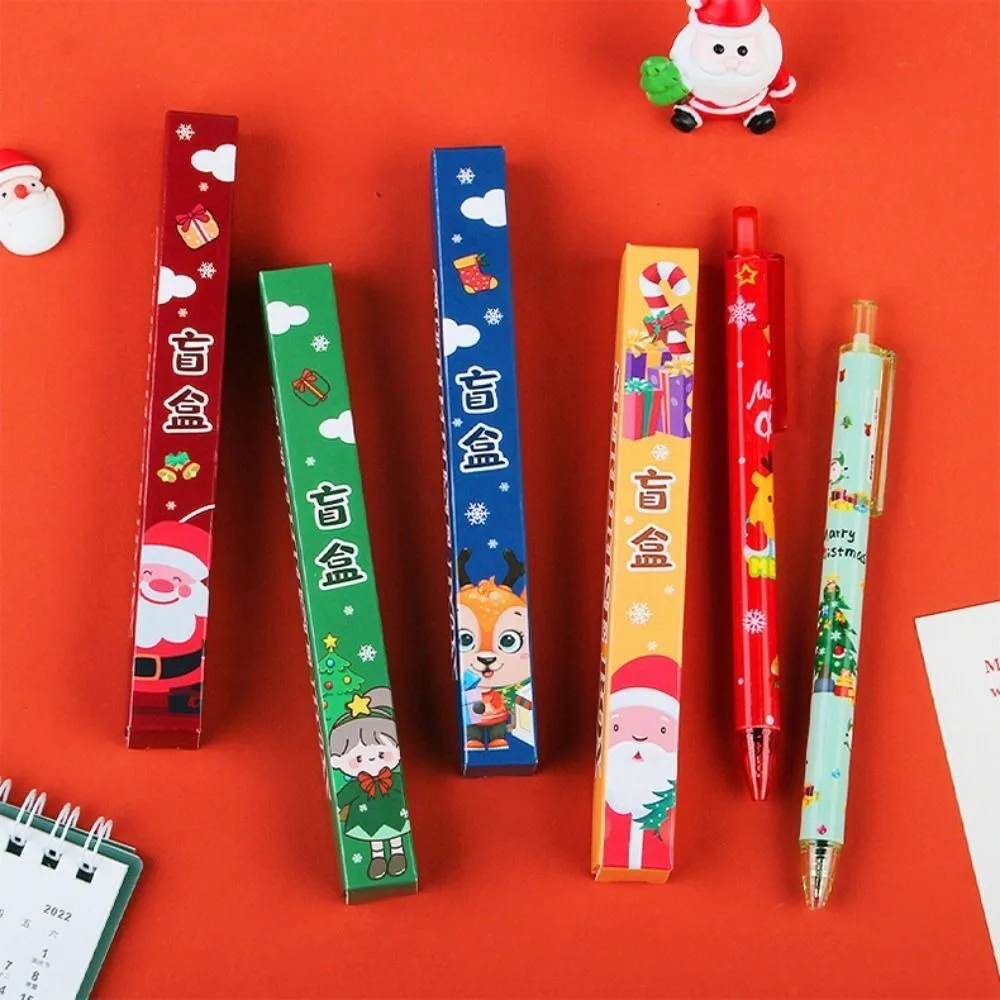 New Cartoon Christmas Blind Box Writing Supplies Press Writing Tool Gel Pen Quick Drying Black Ink Gel Pen Office Accessories