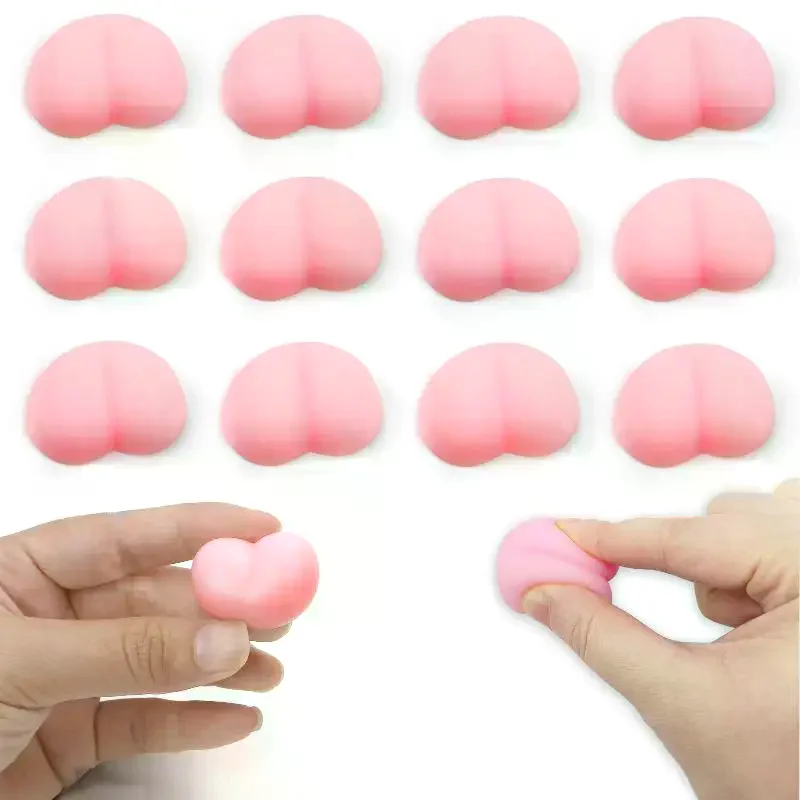 10Pcs Fun Noctilucent Butt Mochi Squeeze Stereo Relieve Stress Peach Bum Sticker Mobile Phone Decoration Accessories Toy